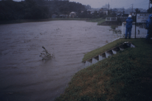 梅田川遊水地洪水時の画像