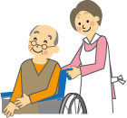 Illustration of caregivers and elderly people