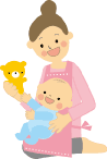 赤子を抱える母親のイラスト