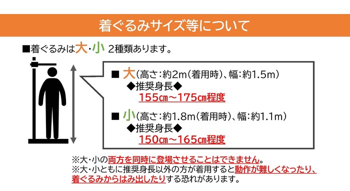 着用推奨身長について