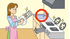 Ilustração do fogão que limpa, e está limpo