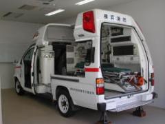 Cut model of an ambulance car