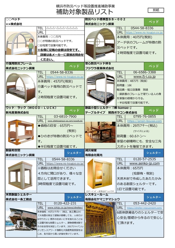 補助対象リスト表