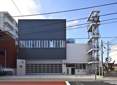 Outside of the Minami fire department Maita Fire Department