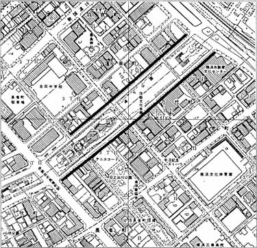 中区蓬萊町、万代町～長者町の大通り公園両側 壁面線指定区域図