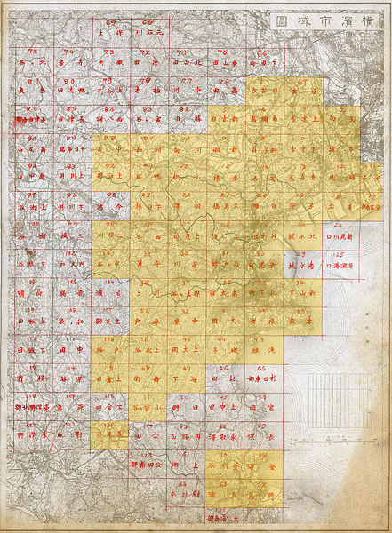 Yokohama-shi temprano 3,000 porcentaje de la multa para romper la deuda y confirmar el crédito el mapa topográfico de la era de Showa