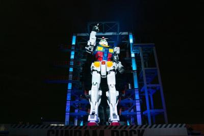 Gundam at night