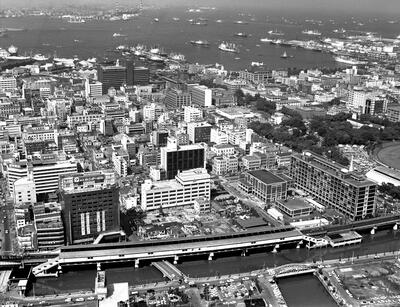 1970年に関内周辺をセスナで空撮した写真