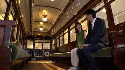 画像：横浜市電保存館で保存されている市電にて