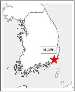 表示釜山市的韓國的地圖
