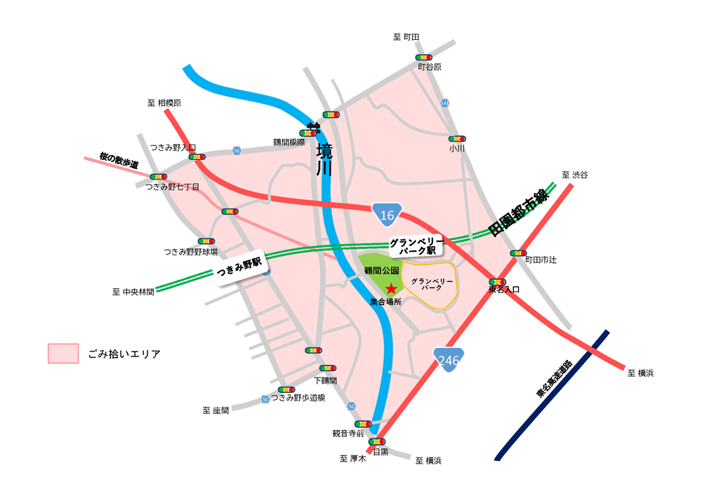 「つながる８市！海・街守るごみゼロ大作戦！」ごみ拾いエリア