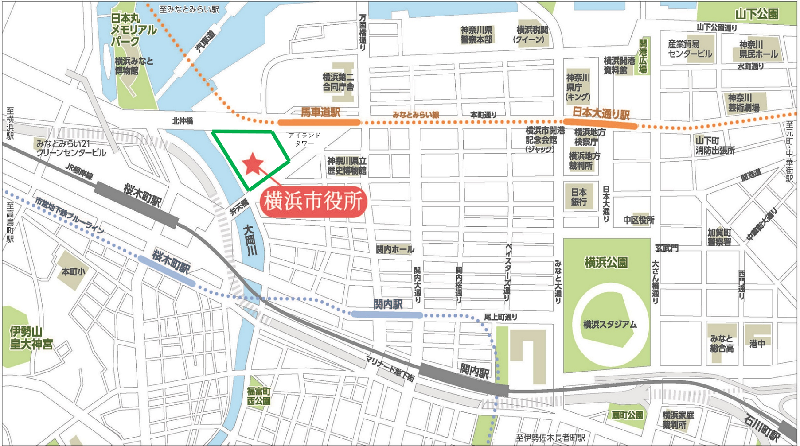 横浜市役所地図