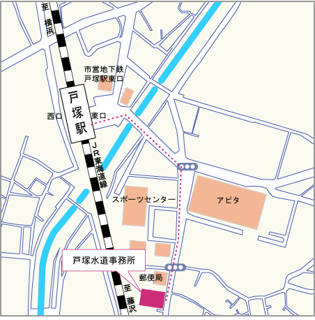 戸塚水道事務所の案内図