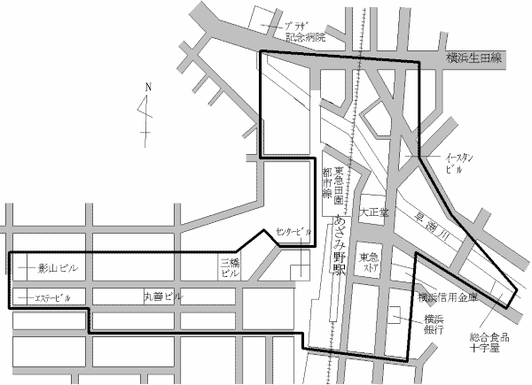 Map of Azamino, Aoba-ku