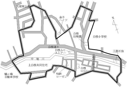 旭区白根通り商店街の地図