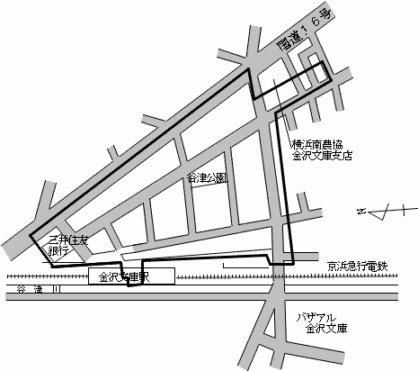 Mapa del pupilo de Kanazawa Kanazawa-Bunko estacionan la salida oriental