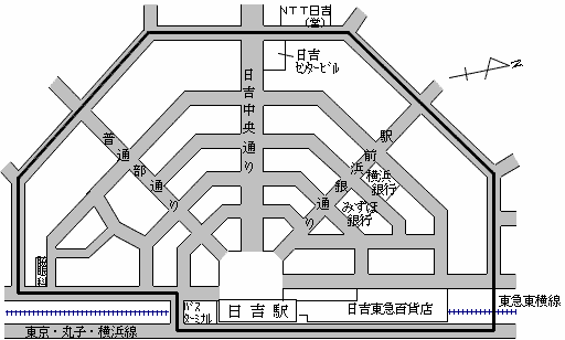 Map of Hiyoshi, Kohoku-ku