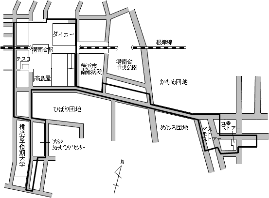 Map of Konan Ward Konandai Station