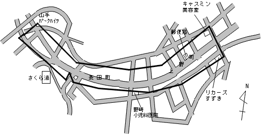 中区上野町、麦田町の地図