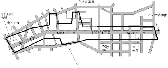 Hongocho, Naka-ku, mapa de Honmoku-cho,