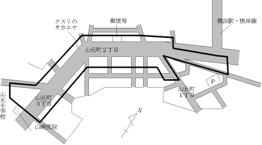 Mapa del Yamamoto-cho, Naka-ku 1-3 chome