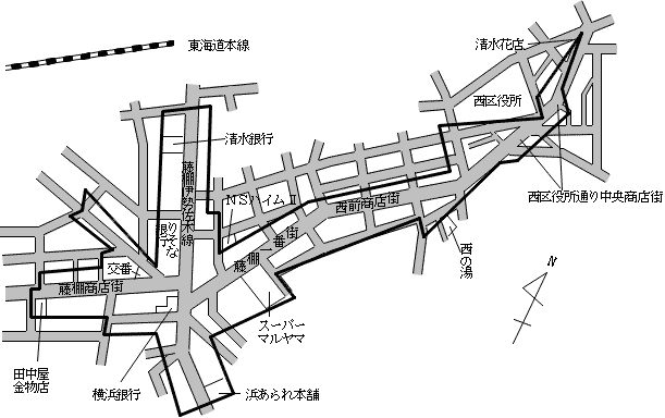 Map of Chuo, Nishi-ku, Fujidana and Hamamatsucho