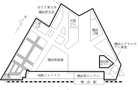 Map of Yokohama Station West Exit, Nishi Ward