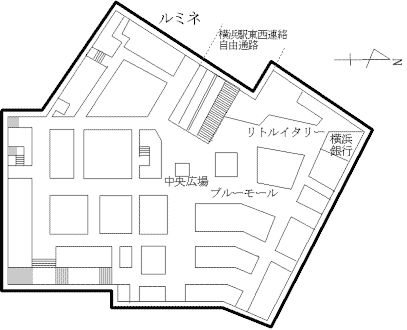 Map of the East Exit Underground Shopping Center (Porta) of Yokohama Station, Nishi Ward