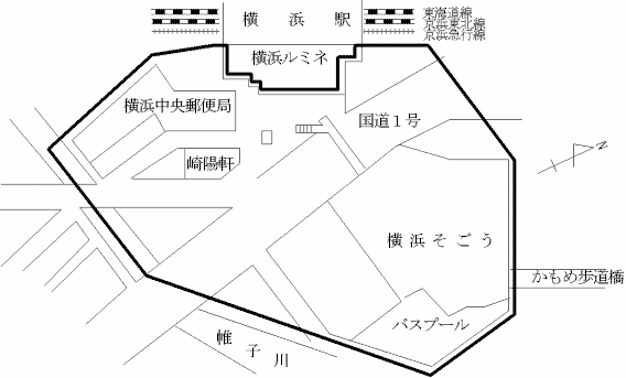 Map of the East Exit of Yokohama Station, Nishi Ward