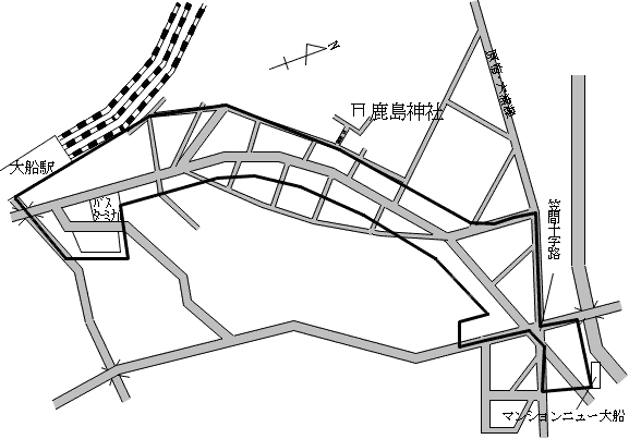 Map of Kasama Crossroads around Ofuna Station, Sakae Ward