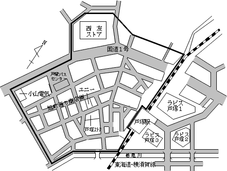 戸塚区戸塚駅西口の地図