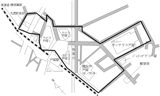 戸塚区戸塚駅東口の地図
