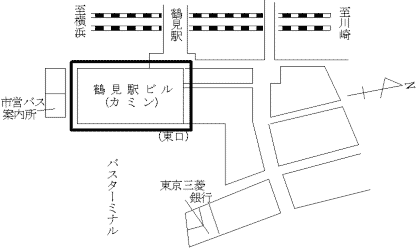 Map of Tsurumi, Tsurumi-ku station building