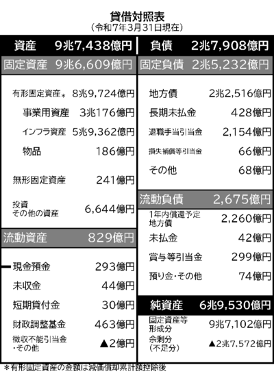 令和６年度貸借対照表（一般会計）の図