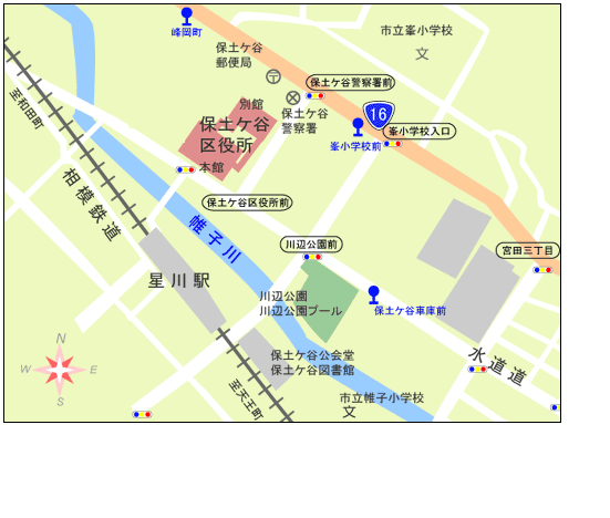 区役所所在地の地図