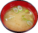 Illustration of miso soup with little ingredients