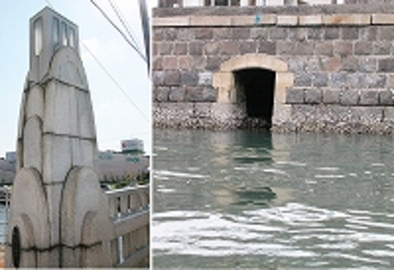 Yahatabashi main pillar and arched sewage outlet