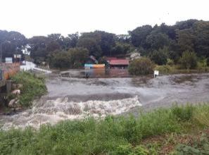増水した和泉川の写真