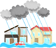住宅浸水のイラスト