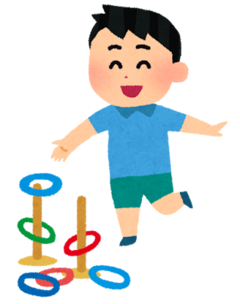 わなげをしている子供のイラスト