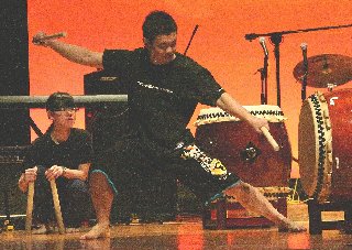 Japanese drum dance using the whole body
