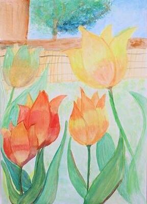 アクリル画　チューリップ　1011 アクリル画 チューリップ 1011