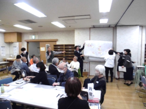 グループで話し合った内容を発表する写真