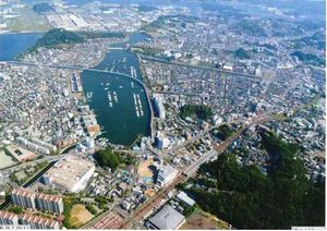金沢八景駅付近上空からの写真