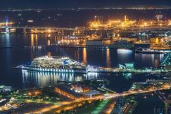 The glittering Yokohama Port and Passenger Ship