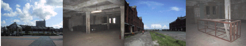 保存工事前の赤レンガ倉庫外観、内観写真