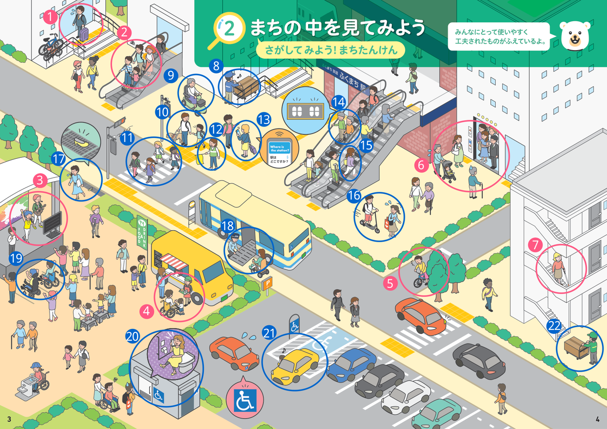 まちの中を見てみようイラスト