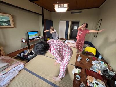旅先でも朝の体操やってます