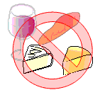 鼻炎の薬を服用中にチーズ、ワイン、たらこなどは禁止のイラスト