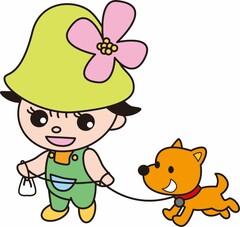 Illustration of Misskey walking a dog